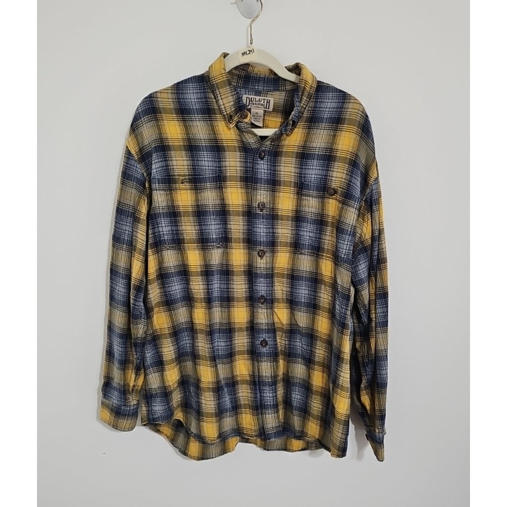 Duluth Trading Trim Fit Long Sleeve Plaid Button Flannel Shirt Men's Size XL‎